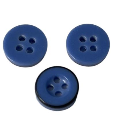 China 4 Holes Plastic Resin Buttons 11mm Bule Color With Black Rim Use For Sewing for sale