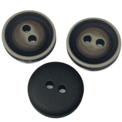 China Resin 2 Hole Buttons Dye Dark Brown Color Spray Matt Oil Use For Sewing for sale
