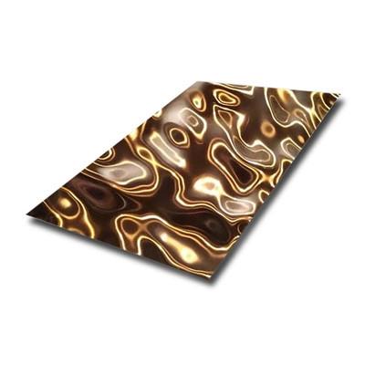 China 304 Golden Medium Water Ripple Stainless Steel PVD Coating Sheet for sale