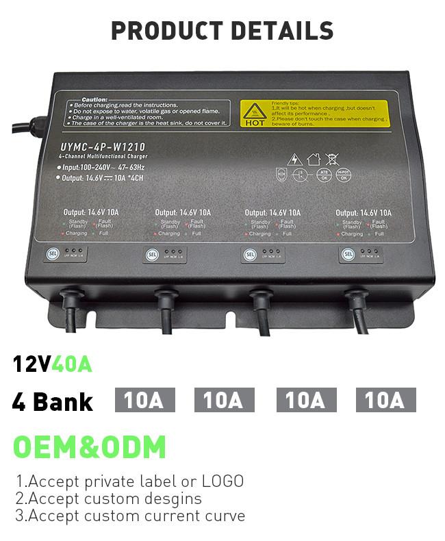 Portable 4 bank marine Waterproof Battery Charger with Multiple Interfaces 2