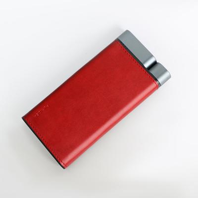 China 10000mAh Power Bank Metal Shell Leather Finish 2pcs USB-A 1pc Type-C Ports for sale