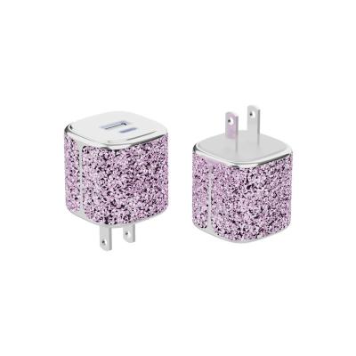 China Patent Design Type C Wall Charger 35W Dual Ports Mini GaN Charger Diamond Shell for sale