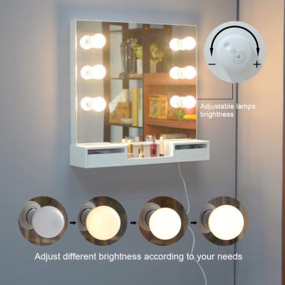 China Wall Mounted USB Interface 4mm Mirror Wood Makeup Dressing Tables for sale