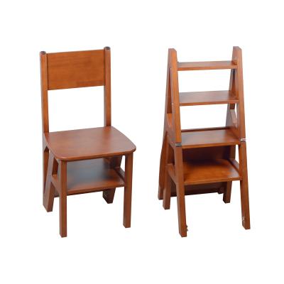China Ladder Back Wooden Folding Dining Chair Multi Functional Transformed Chair Ladder for sale
