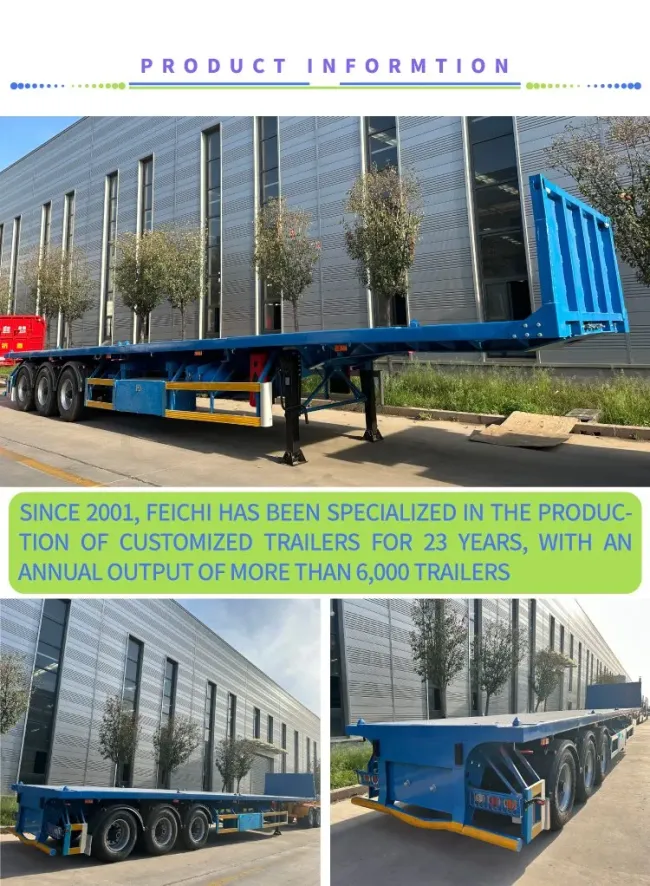 High Quality Vehicle Semi Trialer 40 Feet 3 Axle Flatbed Semi Truck Trailers Flat Bed Utility Trailer for Sale