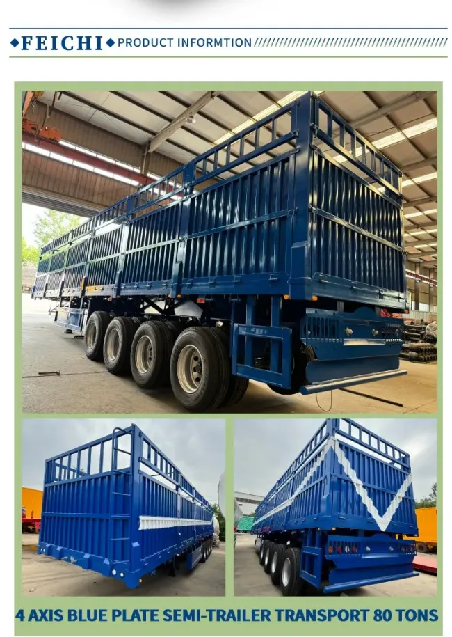 Feichi 3 4 Axle Drop Side Wall Fence Semi Trailer Sidewall Dropside Cargo Transport Truck Trailer for Sale with High Quality