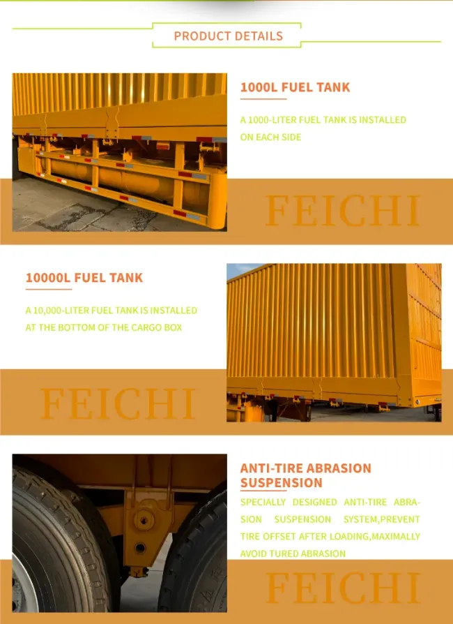 Feichi Brand 3 Axle Cargo Box Semi Trailer 60tons Van Semi Trailer Transport Bulk Cargo Truck Trailer
