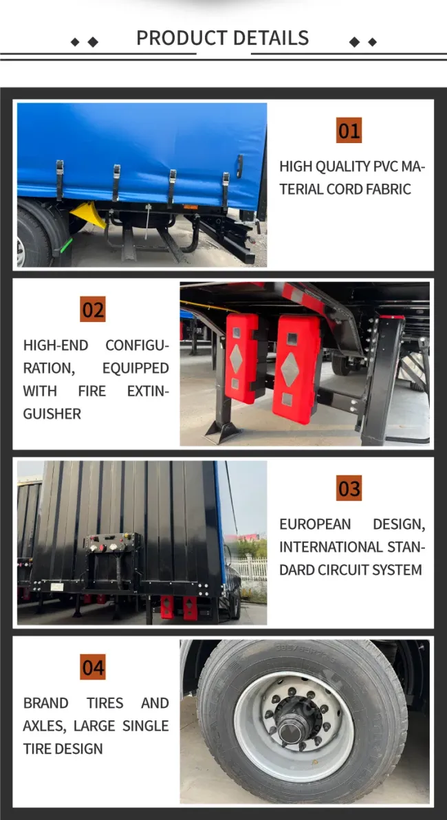Air Suspension Lift Axle 14 M Length Side Curtain Truck Trailer
