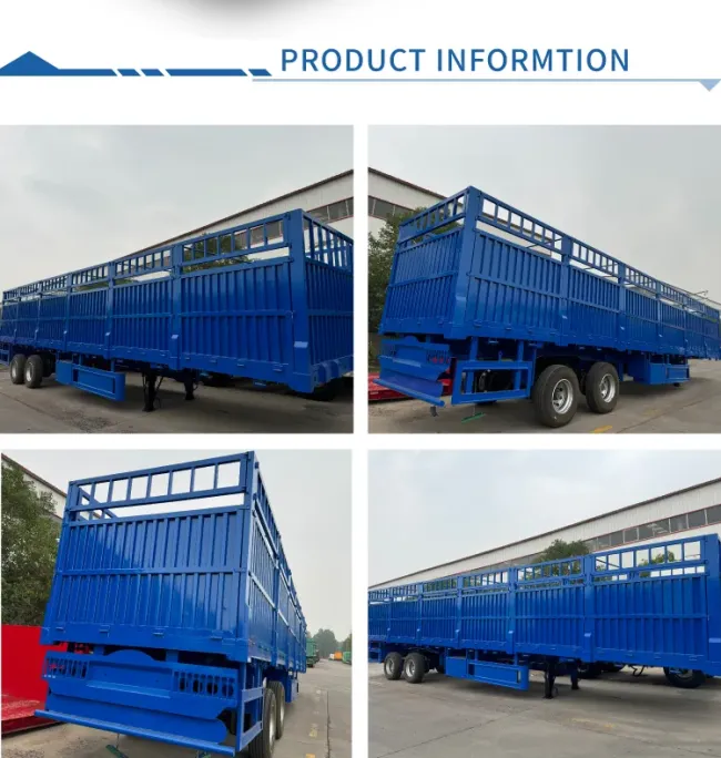 Feichi 2 Axles 40 Tons Stake Semi Truck Trailer Fence Transport Dry Bulk Cargo Animal Fence Semi Trailer Can Be Customized