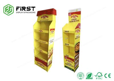 China Supermarket Carton Display 4 Tiers Floor Stand Cardboard Display For Snacks for sale