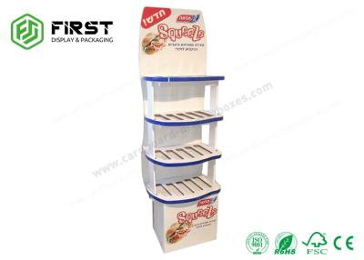 China OEM Paper Shelf Stand Recyclable Cardboard Floor Display Shelf Rack Customized Printing for sale
