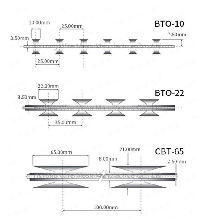 2.5mm Concertina Barbed Tape , Security Rbt Reinforced Barbed Wire 0