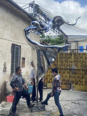 China Metal Stainless Steel Abstract Sculpture Dancing Girl Outdoor Garden Furnishings for sale