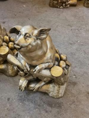 China Holiday Gift Desk Copper Art Sculpture Decoration Cast Lucky Pig Brass Animal Sculptures for sale