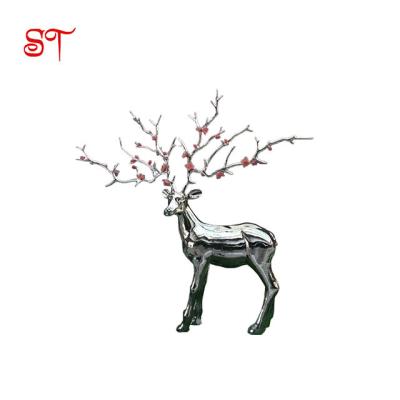 China Indoor Rangifer tarandus Modern Garden Stainless reindeer Steel Metal Sculpture for sale
