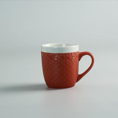 China Colorful Glazed Ceramic Espresso Cup  With Embossed 3D for sale
