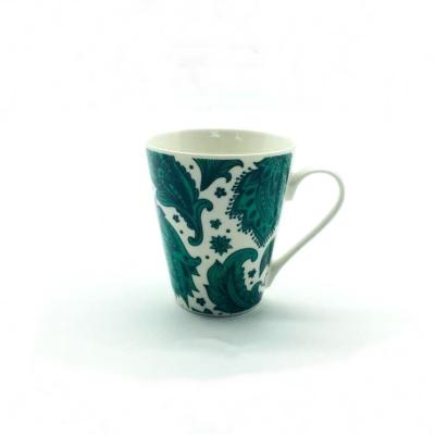 China Patterned 275ml 9oz Ceramic Coffee Mugs With Large Handles Flashing for sale
