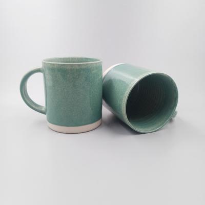 China Kiln Glazed Ceramic Beer Mugs Green Color Milk Mugs With Customized Logo for sale