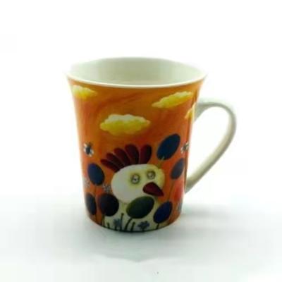 China 9 Oz Ceramic Coffee Mug With Animals And Flowers Design Printing for sale