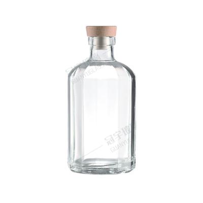 China Customized Long Neck Wine Clear Glass Bottle 700ml 750ml with Clear Cork Clear for sale