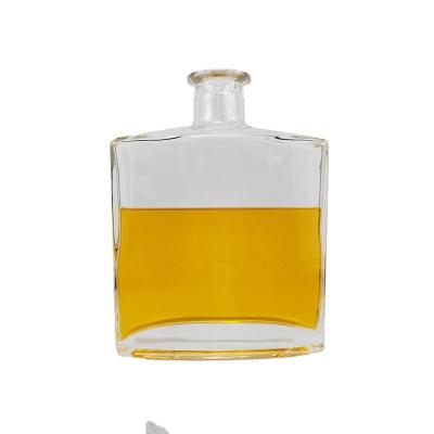 China Flat Square Whiskey Vodka Rum Tequila Gin Spirits Glass Bottle with Cork Sealing Type for sale