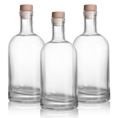 China Collar Material Clear Glass Body Material Glass 500ml Airtight Cork Cap Bottle for Liquor for sale