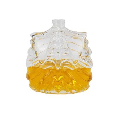 China Glass Collar Material Custom Shape Bottle for Whiskey Vodka Rum Tequila Gin Spirit for sale