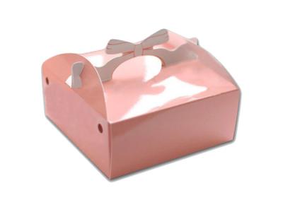 China OEM Design Custom Size Free Sample Gloss Art Paper Material Bow Tie Shape Pink Color Cake Box With Handle for sale