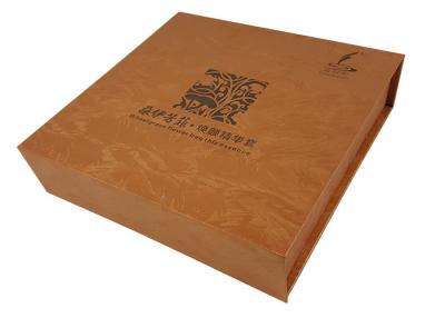 中国 Brown Color Background Rigid Cardboard Material Book Shape Logo Printing Packing Box with Magnets Closure 販売のため