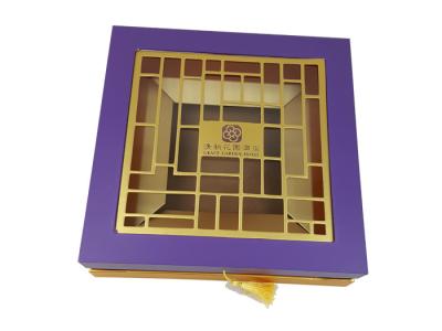 China Purple Cardboard Box Customized Gift Box Packaging Colors Printed Design Paperboard Material Box with Lattice Window for sale