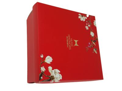 China Packing Paper Box Printing Customized Flower Design Red Color Printing Lid & Bottom Cardboard Material Box for sale