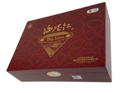 中国 Rigid Thick Cardboard Material Red Color Hinged Box Structure Customized Size OEM Design Tea Box Packaging 販売のため
