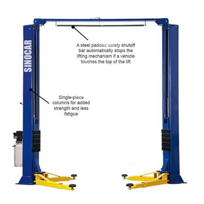 China 10000lbs Clear Floor Two Post Car Lifts 4500kg Ganty Car Lifter Machine Floor Plate 2 Post Lift for sale