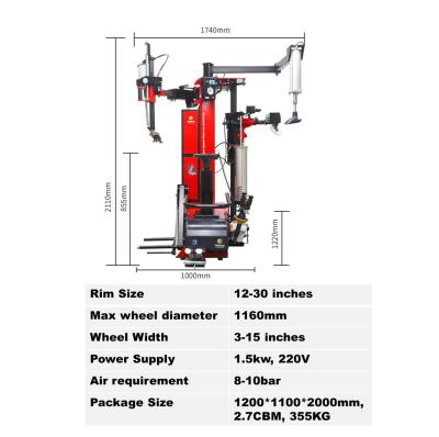 China Full Auto Tire Changer 8 - 10 Bar Car Wheel Changer With Left Side Asist Arm for sale