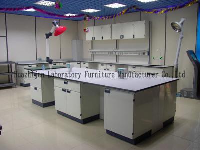 China Durable School Lab Benches Work Table 1.0mm Steel Cabinets With PP Handle for sale