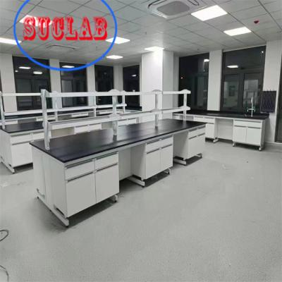 China Laboratorio de Química de Acero y Madera Banco de trabajo de laboratorio de casos Hong Kong con mesa de trabajo de resina epoxi en venta