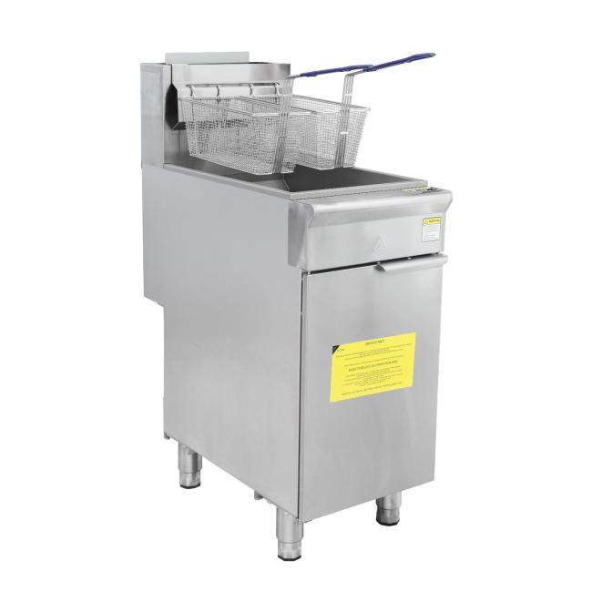 Gas Deep Fryer 21L Single Tank Double Basket Chicken Fryer Stainless Steel Commercial Potato Chips Gas Deep Fryer
