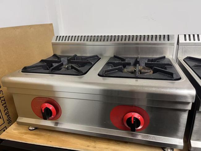 Stainless Steel Commercial 2 Burner Gas Stove Side View