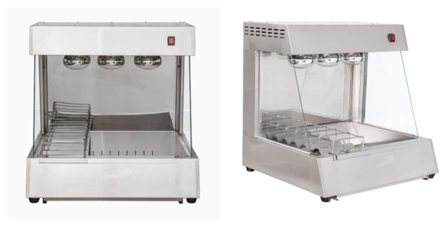 Commercial Potato Chips Warmer Display Station showing stainless steel construction and warming lights
