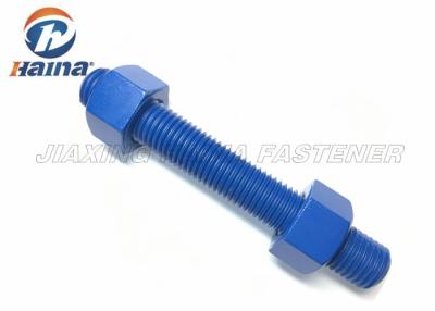China ASTM A193 B7 carbon steel  Stud Blue Threaded Steel Bar Bolts and Nuts for sale