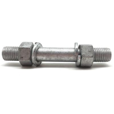 China Grade 5.8 6.8 M16 M20 HDG  Long Stud Bolt and Nuts with Washers for sale