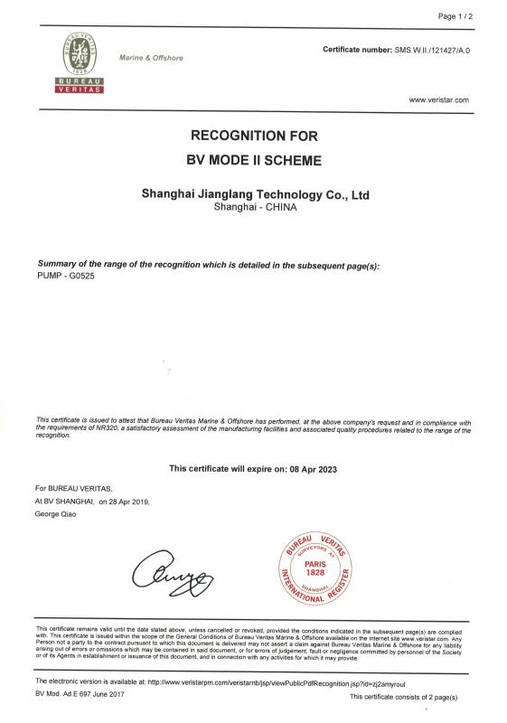 BUREAU VERITAS - Jianglang Technology  Co. Ltd.