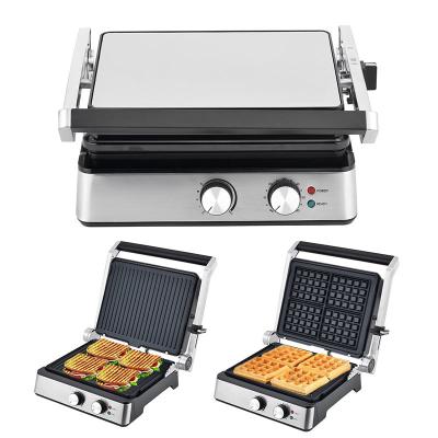 China 4 slice Electric grill with detachable plates waffle maker Sandwich Panini Press Contact grill 2200W interchangeable plates for sale