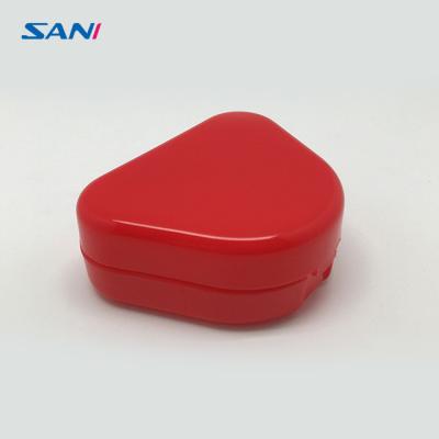 China Orthodontic 30mm Leak Proof Denture Case , Red Denture Storage Box for sale
