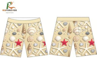 China Water Repellent Printed Board Shorts Full Sublimation Design Seashells / Starfish for sale
