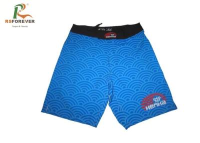 China Polyester Boxer Printed Board Shorts Quick Dry Light Blue Sea Wave Pattern for sale