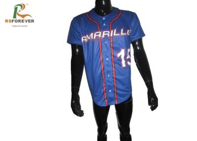 China 3D Printed Custom Team Sportswear Blue Baseball Jersey With Button Opening for sale