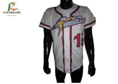 China Full Printed White Slim Fit Baseball Jersey , Baseball Style Button Shirts With Numbers for sale