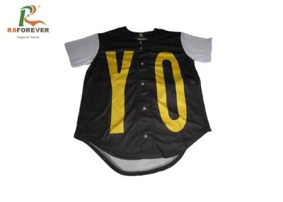 China CMYK Polyester Fabricbaseball Button Up Shirt , Youth Full Button Baseball Jerseys for sale
