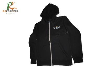 China Plain Black Zip Up Hooded Sweatshirt Jacket Wrinkle Free For Athletic Running for sale